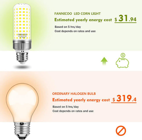 E26 LED Bulb,25W LED Corn Light Bulb 200W Equivalent 6500K Cool Daylight White 2500LM Non-dimmable Flicker Free Ceiling Fan LED Corn Bulb for Indo...