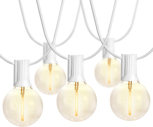 SUNTHIN Outdoor White String Lights, 27FT White Patio Lights with 14 G40 Shatterproof LED Bulbs(1 Spare), Waterproof Hanging Outside Lights for Ya...