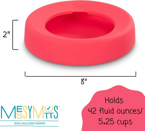 Messy Mutts Silicone Non-Spill Bowl | Dog or Cat Travel Necessity | Splash Less Food/Water Bowl for Pets | Slobber Stopper Water Bowl | 5.25 Cups ...