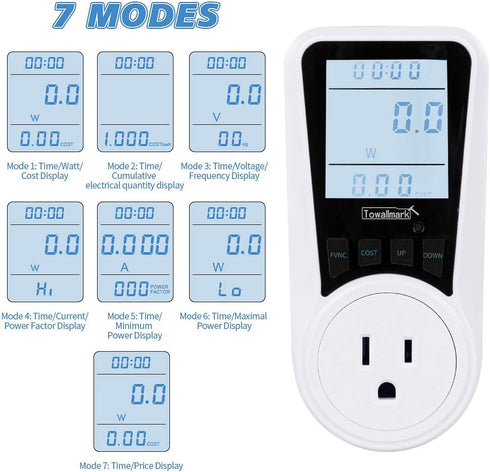 Watt Meter, Electricity Usage Monitor, Towallmark 2pcs Power Meter with Big LCD Display + Backlight, Power Consumption Monitor, Socket Meter, Kilo...