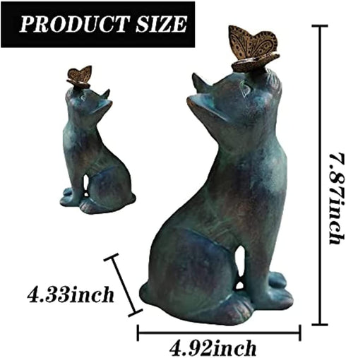 Cute Cat and Butterfly Curiosity Garden Statue, Curious Cat Play with Butterfly Statue, Garden Cat Statue Animal Sculpture Outdoor Patio Lawn Yard...