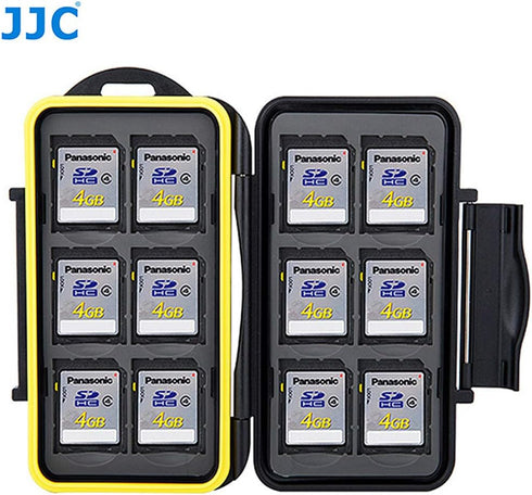 JJC MC-SD12 Water-Resistant Holder Storage Memory Card Case for 12 SD Cards (Black)...
