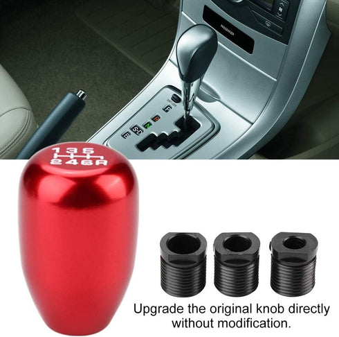 Gear Shift Knob, 6 Speed Universal Car Modification Manual Knob Gear Shift Head Shifter with 3 Plastic Adapters(Red)...