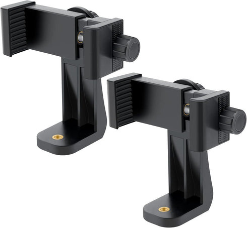2 Pack Tripod Phone Mount, Cell Phone Holder Mount Head Standard Screw Adapter, Rotates Vertical and Horizontal, Adjustable Clamp, Compatible for ...