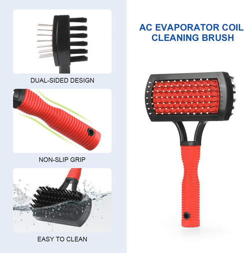 LANMU Air Conditioner Evaporator Coil Cleaning Brush AC Condenser Coil Fin Comb Straightener HVAC Cleaner Brush (1 Fin Comb + 1 Dual-Sided Evapora...