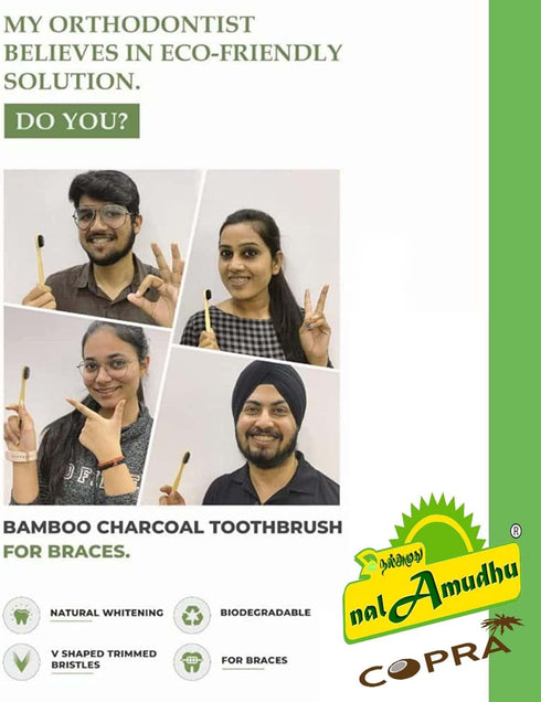 Bamboo Toothbrush with Charcoal Activated Soft Bristles - Gentle on Teeth, Light Weight, Eco friendly,Vegan, Natural & Zerowaste-Dental & Oral Car...