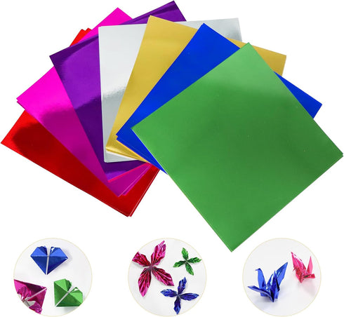 ZWIN 135 Sheets Foil Cardstock Papers for Craft Metallic Paper Cardstock 7 Colour Origami Paper 6'' Metallic Mirror Board Sheets for Art and Craft...