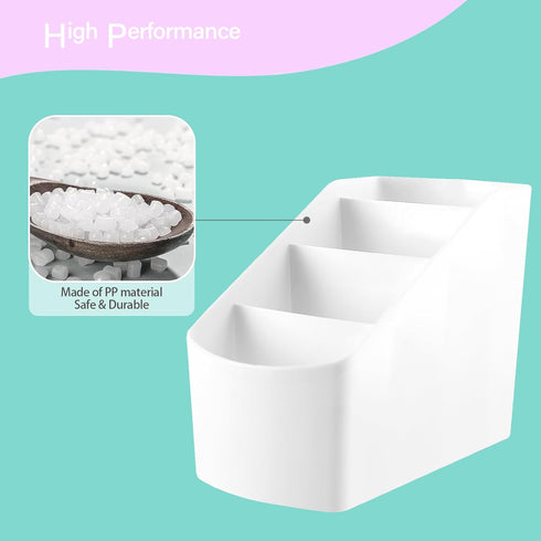 2-Piece Set Plastic Desk Organizer With 8 Slots,Minimalist Multi-purpose Storage for Small Items,White Matte Surface...