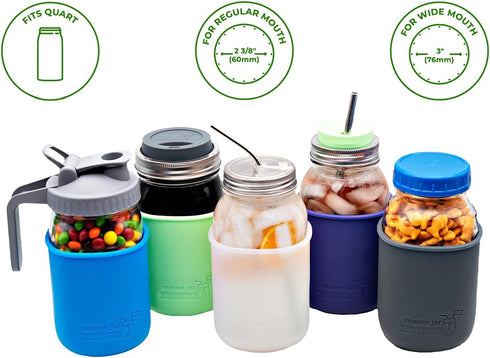 Quart 32oz Silicone Sleeves/Jackets for Protecting Ball, Kerr, Canning Jars by Mason Jar Lifestyle (Charcoal Gray, 2 Pack)...