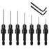 Countersink Drill Bit Set, 7-Piece Woodworking M2 Countersink Drill Bits for #4, 6, 8, 10, 12, 14 Screws, 82-Degree Chamfer, ¼” Hex Shank, 2 Allen...