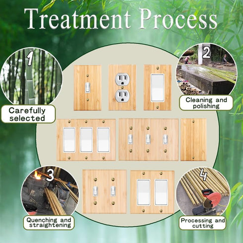 4PC Solid Wood Outlet Covers Raw Wooden Light Switch Plate Decorative Wall Plate Bamboo Quality Light Switch Plate Cover Double Hole Outlet Plate ...