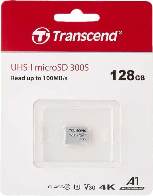 Transcend TS128GUSD300S 128GB MicroSDXC Class 10 UHS-1 U3 A1 V30 Memory Card...