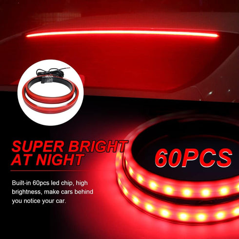 LED Third Brake Light Strip Bar, 5 Function Sequential Turn Signal Brake Running Double Flash Flexible 40Inch High Mount Stop Lights Strips for Je...