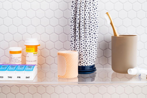Ezy Dose Weekly (7-Day) AM/PM Pill Organizer, Vitamin and Medicine Box, Small Pop-out Compartments, 2 Times a Day, Blue and Purple Lids...