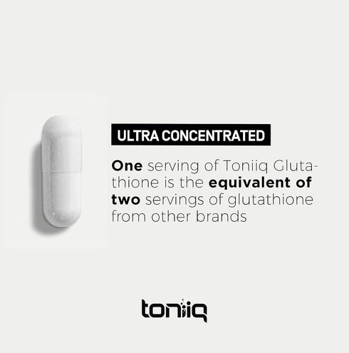 Toniiq Ultra High Strength Glutathione Capsules - 1000mg Concentrated Formula - 98%+ Highly Purified and Bioavailable - Non-GMO Fermentation - 60 ...