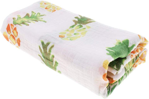 Muslin Swaddle Square Blankets Baby Receiving Blanket Wrap Swaddle Towel for Girl Shower Gift - Big Pineapple...