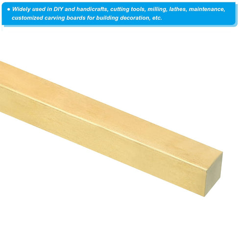 PATIKIL 3/8 x 3/8 x 8" H59 Brass Square Bar, Solid Flat Mill Stock for Crafting Maintenance Electrical Architectural Decoration, Brass...