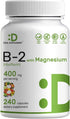 DEAL SUPPLEMENT Vitamin B2 400mg (Riboflavin) | with Magnesium Glycinate 400mg, 240 Capsules – 2 in 1 Support Healthy Nervous System, Mood, Blood ...