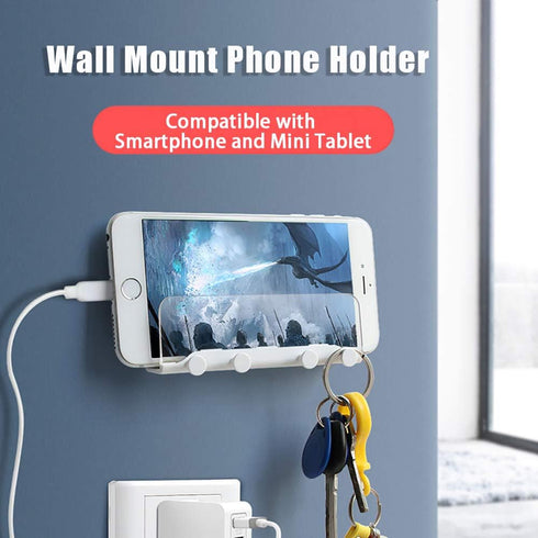 Wall Mount Phone Holder,Phone Holder,Wall Key Hooks Adhesive Holder,Adhesive Kitchen Wall Mount for Smartphones,Phone Wall Mount for Bedroom,Kitch...