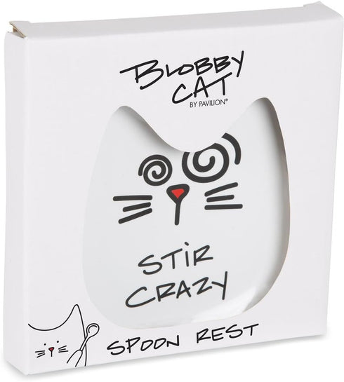 Pavilion Gift Company Blobby Cat, Cat Spoon Rest "Stir Crazy", 5", White...