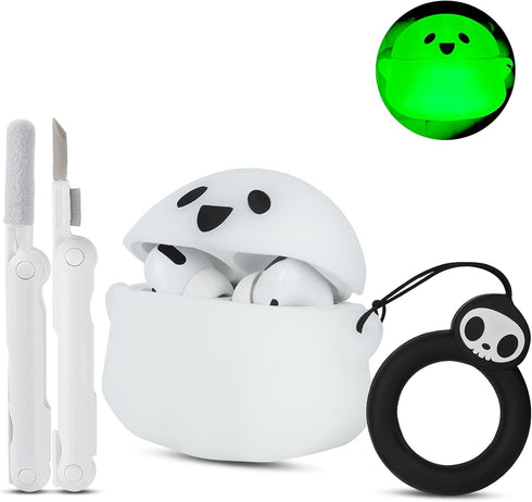 Compatible with Apple AirPods Pro 2nd/1st Generation Charging Case Cover with Cleaner Kit, Luminous 3D Halloween Ghost Funny Anime Soft Silicone P...