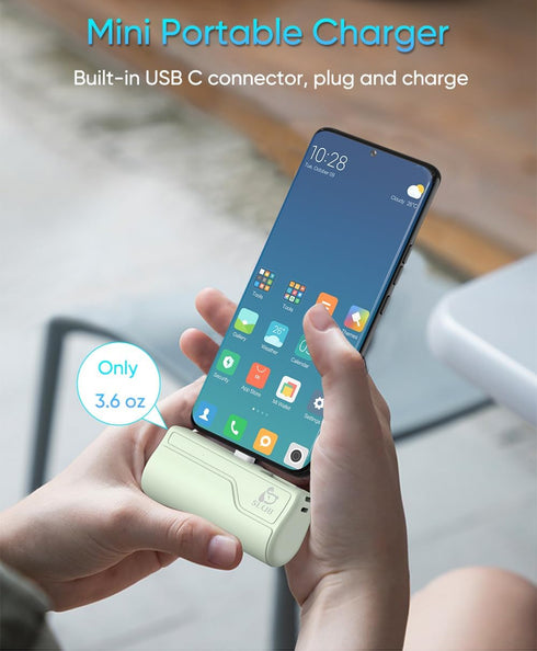 Mini Portable Charger 5000mAh, USB C Power Bank Charging Battery Pack, External Backup Phone Charger for iPhone 15, Android Phones, Galaxy S23, S2...
