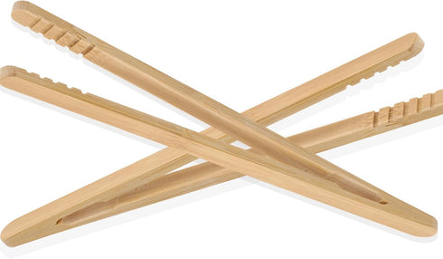 2 Pcs Bamboo Toast Tongs, 7 Inch Wood Tongs For Cooking Anti-Slip Toast Tongs Long Kitchen Tongs Reusable Bamboo Tongs for Serving Fruits Bread Pi...