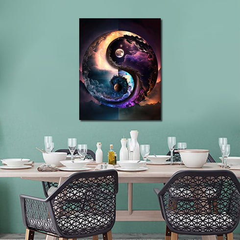 TUMOVO Paint by Numbers for Adults Beginner Natural Paint by Number Kits DIY Acrylic Painting for Adults Kids Paint by Number Yin Yang Symbol Abst...