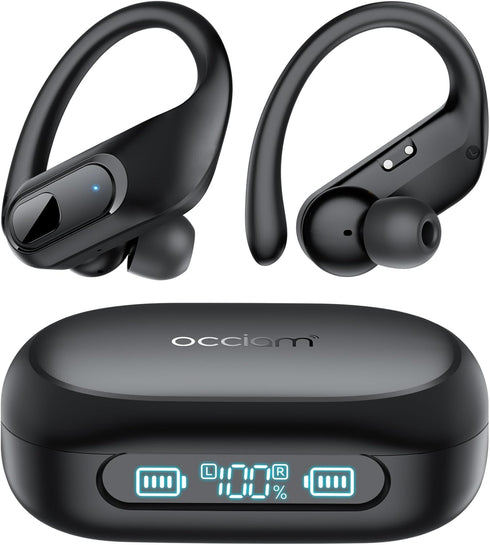occiam Wireless Bluetooth Earbuds Sport Ear Buds Workout Headphones 96H Playback in-Ear Earphones with Earhooks Buit-in Mic Button Control Bass St...