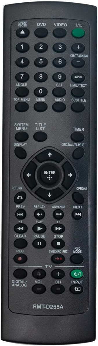 RMT-D255A Replacement Remote Control Applicable for Sony VCR DVD Recorder RDR-VX535 RDR-VX560 RDRVX535 RDRVX560...