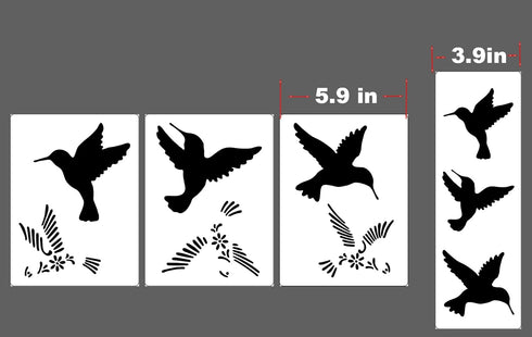 Hummingbird Stencil Set for Crafts, Reusable Silhouette Patterns for Painting Wood, Walls and Garden Decor...