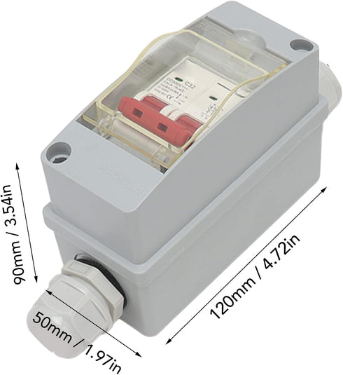 Circuit Breaker MCB 2P DC 500V 32A 1 String Input Output DC Disconnect Switch with IP65 Distribution Box (without Cable)...