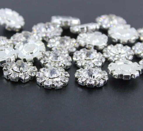 Wholesale 24PCS 16MM Small Clear Rhinestone Buttons Metal Crystal Glass Button Embellishments(Flatback)...
