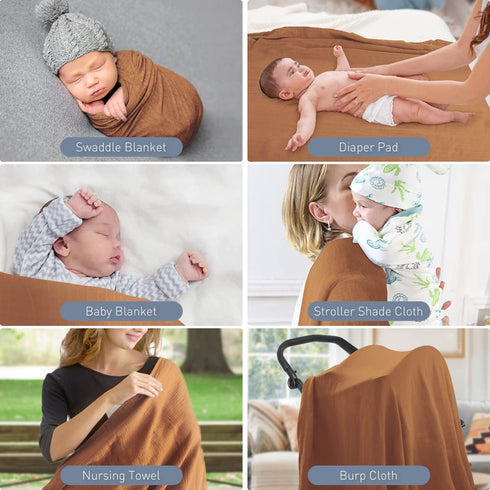 Newborn Baby Swaddle Blanket Unisex Swaddle Wrap Soft Silky Muslin Swaddle Blankets Neutral Receiving Blanket for Newborn Boys and Girls Large 47 ...