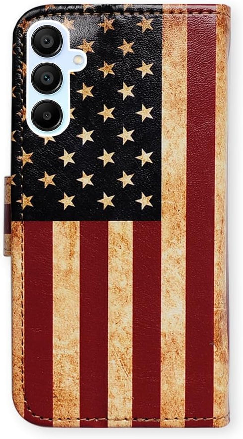 Bcov Galaxy A15 5G Case,Retro American Flag Leather Flip Phone Case Wallet Cover with Card Slot Holder Kickstand for Samsung Galaxy A15 5G...