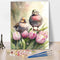 Rebotipy Birds Painting by Numbers for Adults, Pink Tulips DIY Paint by Numbers Abstract Flowers Oil Painting Acrylic Painting Kit, 16x20 Inches W...