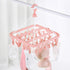SteelFever Clothes Drying Hanger with 32 Clips, Foldable Hanging Drying Rack for Clothes Underwear Socks (Light Pink)...