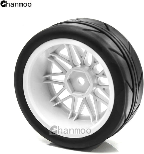 1/10 RC On Road Tires and Plastic Rally Wheels 12mm Hex Drift Tyres for 1:10 Scale Racing Touring Street Car Tamiya TT01 TT02 XV01 TA06 A959 14400...