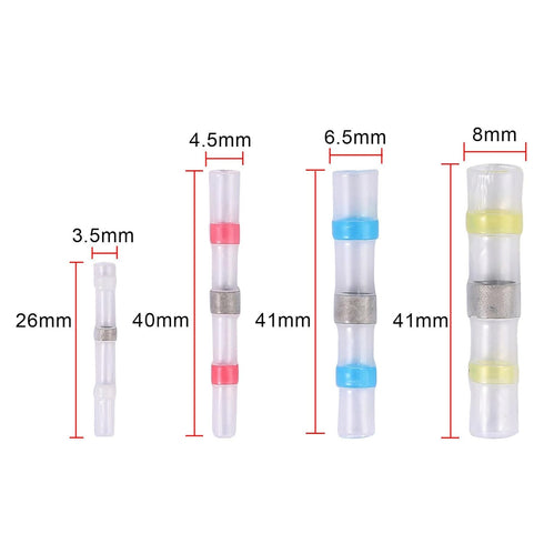 100 PCS Solder Seal Wire Connectors 22-18 Gauge 40mm Long Insulated for Electrical Wire (22-18)......