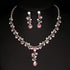 Leaf Vine Crystal Necklace Earrings Jewelry Set for Bridesmaids V-Neck Formal Evening Dress...
