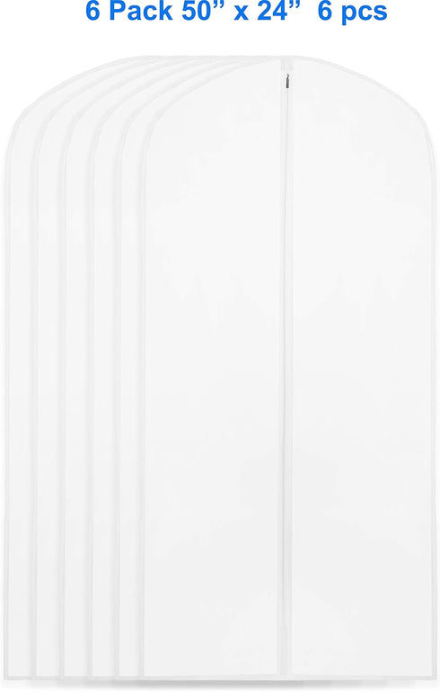 Simple Houseware 50-Inch Clear Garment Bags with Zipper for Suits, Dresses, Costumes, Uniforms - 6 Pack...