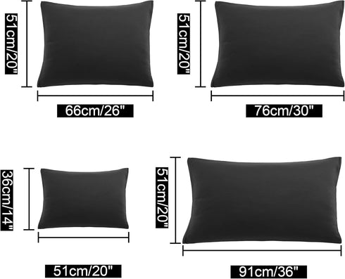 uxcell 2 Pack Pillow Cases Soft 1800 Series Microfiber Pillowcases Set with Zipper Queen(20"x30") Black...