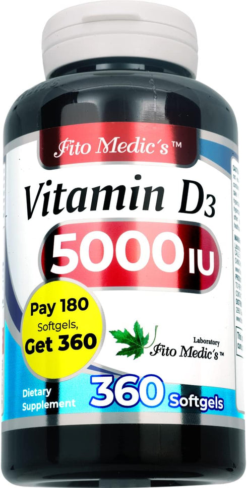 FITO MEDIC'S Lab - Vitamin d - 5000 IU of - vitamin d3-360 Softgels - vitamin d3 5000 iu - for Bone, Teeth, Muscle and Immune Health Support, Ultr...