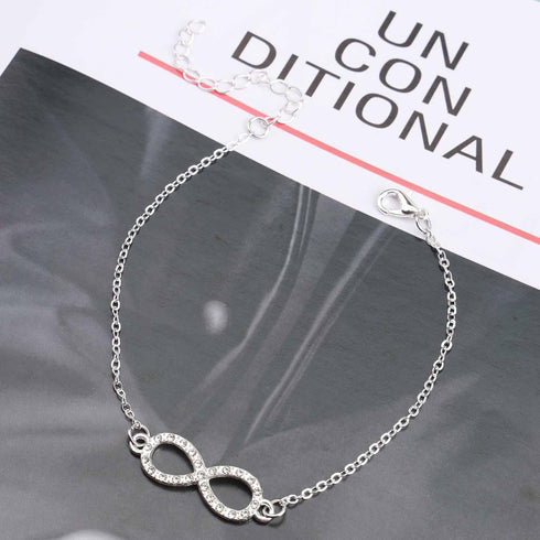 Boho Infinity Ankle Bracelet Crystal 8 Shape Anklet Bracelet Minimal Silver Rhinestone Anklets Personlized Foot Chain Jewelry for Women and Girls...