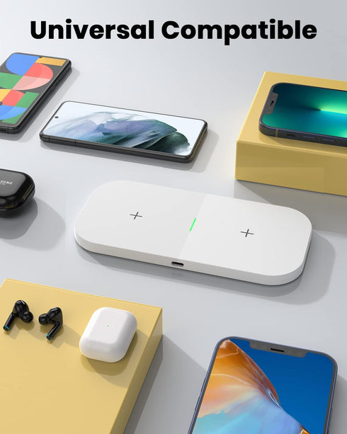 2 in 1 Wireless Charger, Wireless Charging Pad for Multiple Devices, Compatible with iPhone 14/14 Plus/14 Pro/14 Pro Max/13/13 Pro/13 Pro Max/12/1...