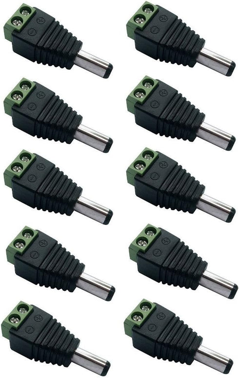 10 Male 12v DC Power Jack Adapter Connector for Led Strip CCTV Camera...