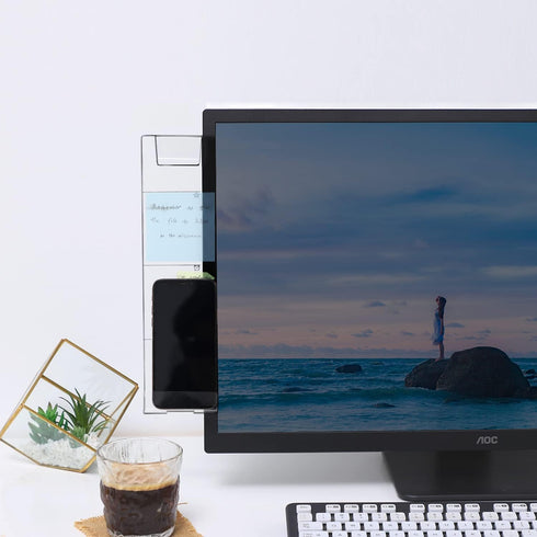 2PCS Multifunction Clear Computer Monitor Memo Boards ?Left & Right? Acrylic Screen Message Side Panel Phone Holder Message Reminder for Office De...