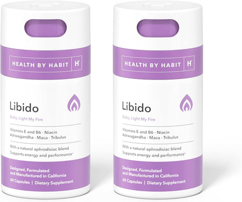 Health by Habit Libido Blend 2 Pack (60 Capsules) - Natural Aphrodisiac Blend with Maca, Ashwagandha, Vegan, Non-GMO, Sugar-Free., White...