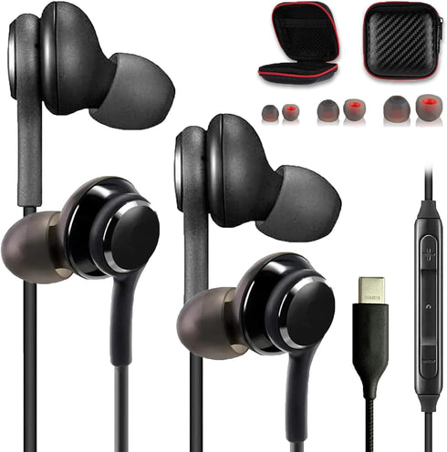 2 PACK USB C Headphones Galaxy Earbuds for Samsung usbc Earphones with mic Type c Ear Buds Wired audiofonos S25 S24 S23 S22 S21 iPhone 15 Max Fold...