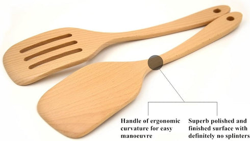 Bamber Wooden Wok Spatula Set Wood Turner for Non Stick Cookware, Pack of 2...